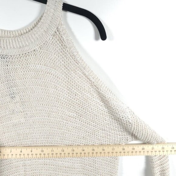 NWT EXPRESS Open Knit Bare Shoulder Pullover Sweater High Low Rolled Cuffs SMALL - Picture 4 of 12